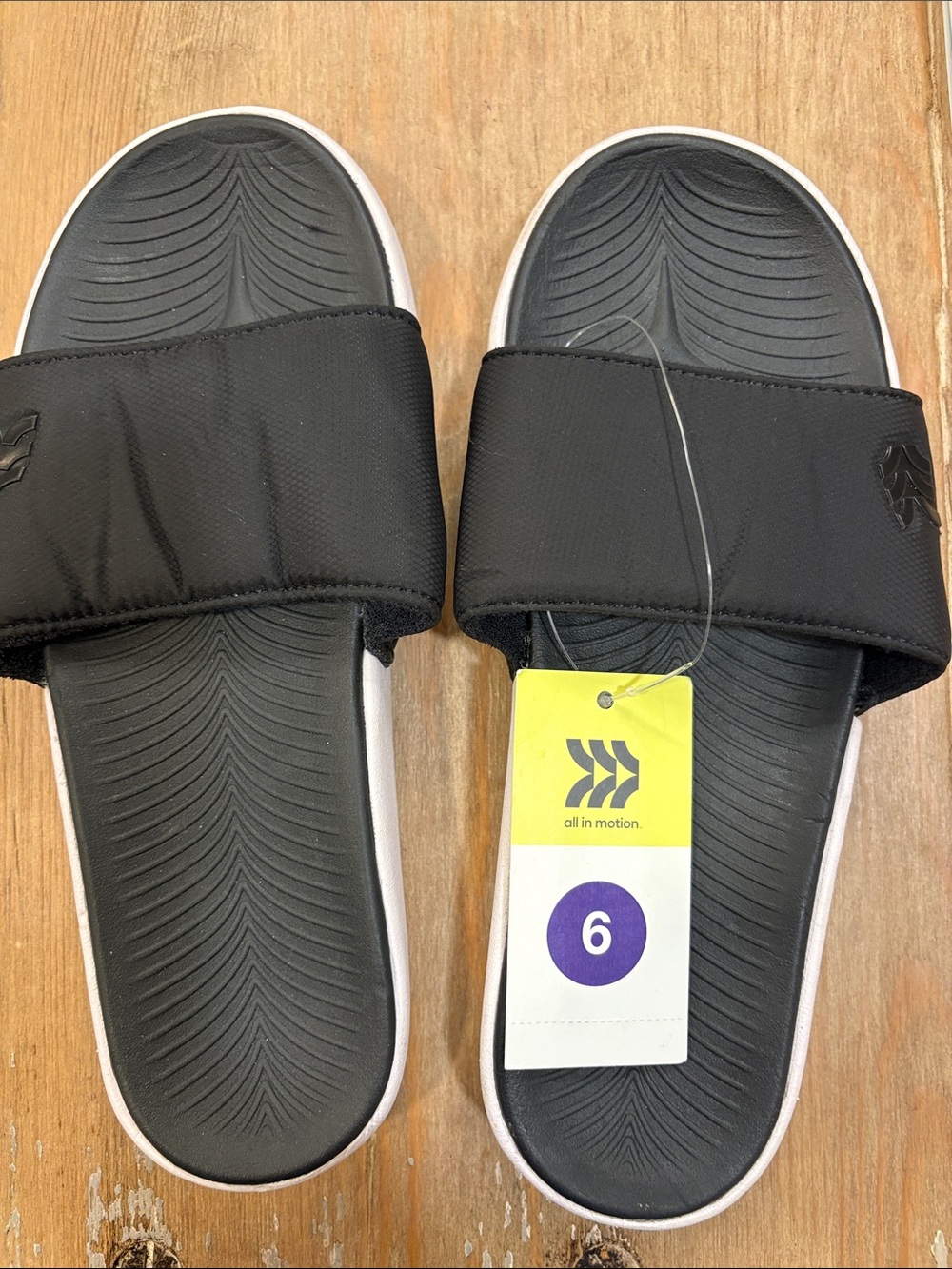 all in motion Black and White Slide Sandals